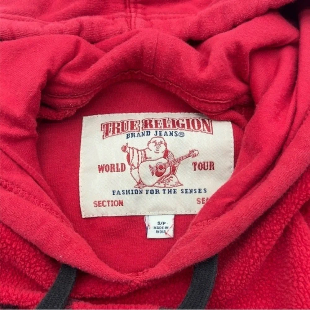 True Religion Buddha Graphic Red‎ Fleece Hoodie Mens Size Small